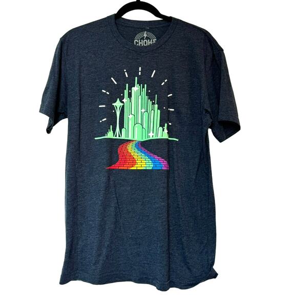 CHOKE Medium Blue Wizard of Oz t-shirt tee Wicked Emerald City Rainbow Pride - Picture 2 of 7
